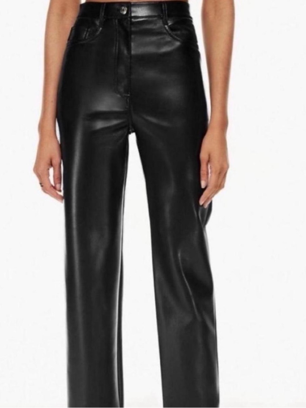 Aritzia Wilfred Melina Black Leather Pants